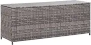 vidaXL Poly Rattan Outdoor Storage Box - Sturdy Grey Garden Furniture Storage Bench with High Load-Bearing Capacity – 150x50x60 cm