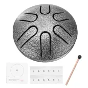 Steel Tongue Drum 3 Inch 6 Notes Mini Steel Hand Drums (Silver)
