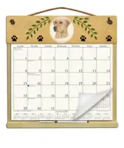 YELLOW LABRADOR RETRIEVER CALENDAR HOLDER - REFILLABLE EVERY YEAR!