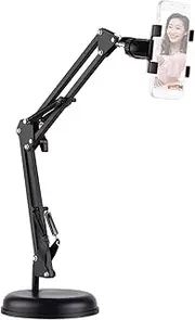 Ex ble Cell Phone Holder Table Stand Lazy Bracket 360° Rotatable with Phone Clamp A culating Arm Compat with Black One Size
