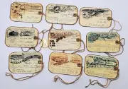 9~Ephemera~Handmade~Linen Cardstock~French~Documents~Gift~Hang~Tags~Junk Journal