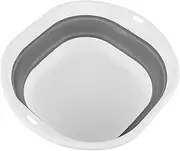 TOBBOMEY Portable Collapsible Wash Basin Multifunctional Lightweight Tub for Camping and Home Use Easy to Store with Hook for Drying for Adults and Teens Grey