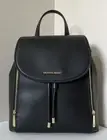 New Michael Kors Phoebe Medium Flap Drawstring Backpack Non-Leather Vegan Black