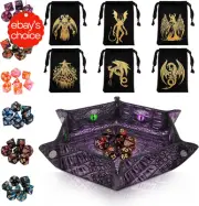 Double-Color DND Dice Set 6 Polyhedral Dice with Drawstring Bags and Tray