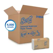 Scott 01804 Essential Multifold Paper Towels, White, 16 packs of 250 sheets