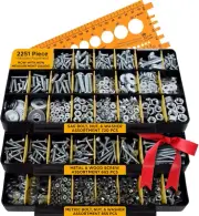 2201 Piece Hardware Assortment Kit with Screws, Nuts, Bolts & Washers (3 Trays)…