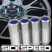 SICKSPEED 4 PC POLISHED/BLUE CAPS ALUMINUM LUG NUTS FOR WHEELS 12X1.5 L20
