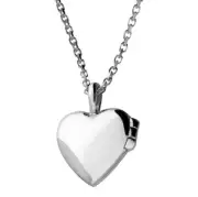 Tiny Plain heart locket, solid Sterling Silver 11 mm width, 16” chain. Gift Box.