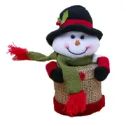2PC Christmas Decoration Linen Gift Box Cute Snowman Candy Jar, Size: 21*12cm