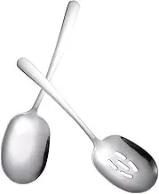 GRIRIW 2pcs Stainless Steel Serving Spoon Set Slotted Utensil for Daily Use Fruit Salad Kiwi Serving Kitchen Utensils