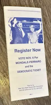 Geraldine Ferraro VP Candidate NY US Representative Brochure Pamphlet Free Ship