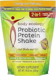 Body Ecology Probiotic Protein Shake Powder | Vegan, Fermented, Organic, Non-GMO, Gluten Free, Soy Free, Dairy Free, No Sugar Added | 15g of Protein | 23 Servings