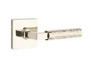 Emtek Select Passage, Square Rosette, T-Bar Stem, Hammered Handle US14 LH