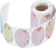KALLORY 1 Roll Happy Birthday Stickers Oval Name Tags for Parties Holiday Versatile Labels for Envelopes Easy Removal Adhesion for Celebrations Events