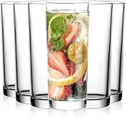 RRMMAN Glasses Set of 6, 11.5oz Tall Drinking Glasses, Water Glass for Kitchen,Clear Tall Glass Cups,Cute Cocktail Glasses,Lead-Free Water Glasses Bar Glassware for Mojito Beverages and Mixed Drinks