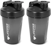 Lifespan Fitness Shaker Bottle Pack of 2, 500 ml Capacity, Black