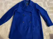 ABERCROMBIE & FITCH Jacket Classic Wool Blend PeaCoat Size Large Blue NWT