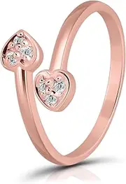 [Hoops & Loops] Sterling Silver Cubic Zirconia Double Heart Toe Ring
