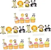 SAFIGLE Sets Animal Cake Decorations Edible Cake Picks Set Lion Monkey Giraffe Panda for Jungle Birthday Party Supplies Cupcake Picks Pcs
