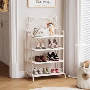 奶油風鞋架家用門口多層簡易窄小型拖鞋架子鐵藝收納兒童入戶鞋櫃