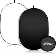 EMART 2-in-1 Collapsible Background Panel 5ft x 6.5ft, Black and White Full Cotton Photography Backdrop with Carrying Case for Photo Video Studio