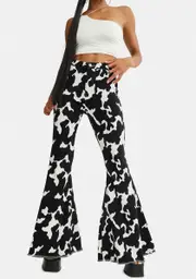 Causal Cow Print Bell Bottom Pants