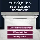 EUROCHEF 60cm Slideout Stainless Steel Rangehood Quiet Kitchen Stove Cooktop