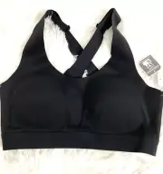 MTA Sport Bra Size S Black Crossback Exercise Activity Athletic Padded Pullover