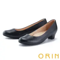在飛比找momo購物網優惠-【ORIN】經典素面真皮百搭 女 低跟鞋(黑色)