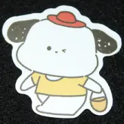 Puppy Walking With Basket and Red Hat Chibi Kawaii Sticker