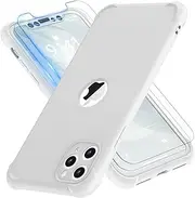ORETECH Designed for iPhone 11 Pro Max Case with 2 x Tempered Glass Screen Protector 360 Full Body Shockproof Protection Cover Hard PC Soft Silicone Case for iPhone 11 Pro Max 6.5" - White