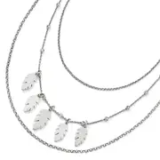 Sterling Silver Polished Leaf Multi-Strand With 2In Ext. Necklace