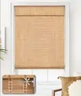 No Tools No Drill Cordless Bamboo Roman Shades, Light Filtering Window Treatm...