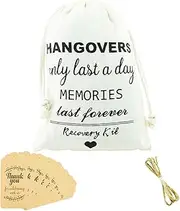 AOODOOM Bachelorette Party Favors Hangover Kit - 10 PCS (5'' x 7'') Party Favor Bags with 10 PCS Gift Tags and Cotton Drawstring for Wedding Survival Recovery Kit and Bridesmaid Gifts