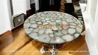 48" Round White Agate Stone Coffee Table Mosaic Arts Gemstone Countertop Decors