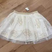 NWT Justice girls pull on skort/skirt with golden flowers size 12