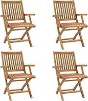 Garden Chair Folding Garden Chairs 4 pcs Solid Teak Wood Patio Seating