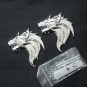 Right Silver Chrome Wolf Head Metal Grille Emblem + Badge Decal Sticker Turbo V8 (for: Porsche)