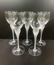 Set 5 Mikasa Sea Mist Clear Frosted Stem Goblets