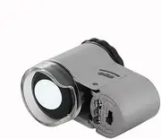 50X Mini Pocket Magnifier Jewelry Coins Stamps Eye Loupe Magnifying with 2 LED Illumination 1 Light Handheld Adjustable Focus Magnification Lens with Storage Bag