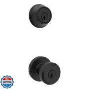 Kwikset Maven Front Door Lock Handle and Deadbolt Set, Entry Handleset Round