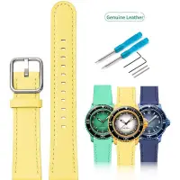 在飛比找蝦皮購物優惠-真皮錶帶通用腕帶適用於 S-watch X Blancpai
