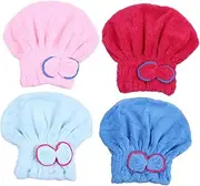 FRCOLOR 4pcs Bow Dry Hair Cap Hair Drying Towels Micro Hair Dry Cap Absorbent Hair Turban Towel for Hair Fast Drying Hair Turban Shower Hair Cap Hair Shower Cap Fiber