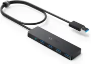 4-Port USB 3.0 Hub, Ultra-Slim Data USB Hub with 2 Ft Extended Cable [Charging N