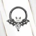 PVD Black Halloween Vampire Bat Hinged Segment 16G Hoop Ring - Sold Individually