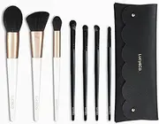 Lucy&Co. Makeup Brush Set With Pouch, Premium Synthetic, Vegan (Face&Eye7Pcs+Pouch) White
