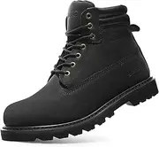 [SAFETY LOONG] Black Work Boots for Men Waterproof Soft Toe Comfortable Leather Boots