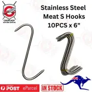 SET 10 x 6 in Solid Stainless Steel Meat S-Hooks Butchers Hunters Sausage Making