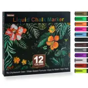 Liquid Chalk Markers, Set of 12 Chalkboard Markers, Water-Based Chalk Markers