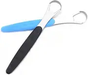 QICAITU 2 Pcs New Version Tongue Scraper Cleaner for Adults & Kids, Medical Grade Metal Tongue Brushes Set for Fresh Breath Dental Eliminate Bad Breath in Seconds (Multicolor 2pcs)
